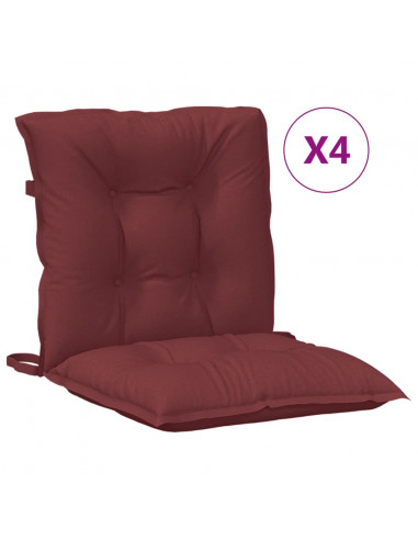 Cuscini Sedia Schiena Bassa 4 pz Rosso Vino Mélange Tessuto