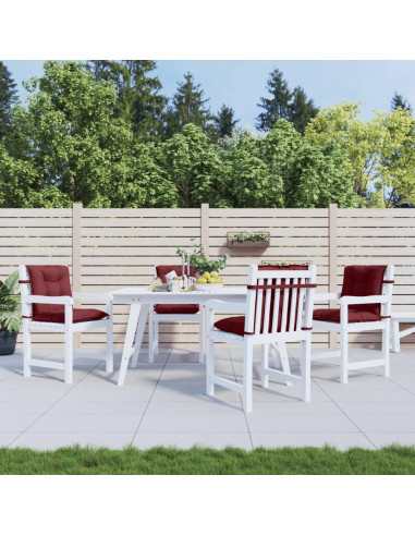 Cuscini Sedia Schiena Bassa 4 pz Rosso Vino Mélange Tessuto