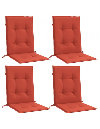 Cuscini Sedia Schiena Bassa 4 pz Rosso Mélange 100x50x4 Tessuto