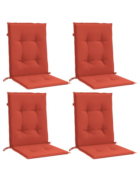 Cuscini Sedia Schiena Bassa 4 pz Rosso Mélange 100x50x4 Tessuto