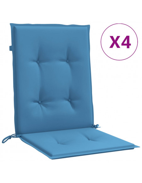 Cuscini Sedia Schiena Bassa 4 pz Blu Mélange 100x50x4 Tessuto