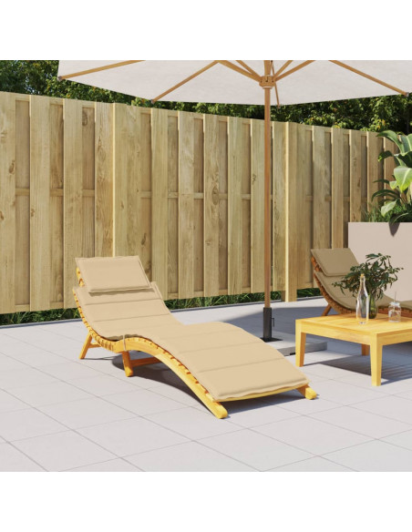 Lettino Prendisole con Cuscino Beige Mélange 186x58x3cm Tessuto