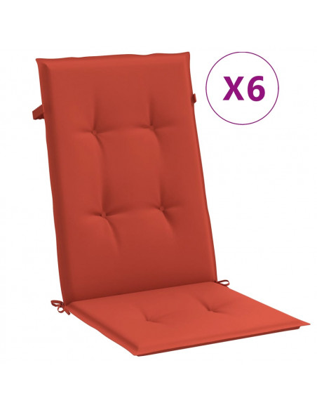 Cuscini Sedia Schiena Alta 6 Rosso Mélange 120x50x4 Tessuto