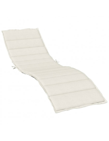 Lettino Prendisole con Cuscino Crema Mélange 200x50x4cm Tessuto