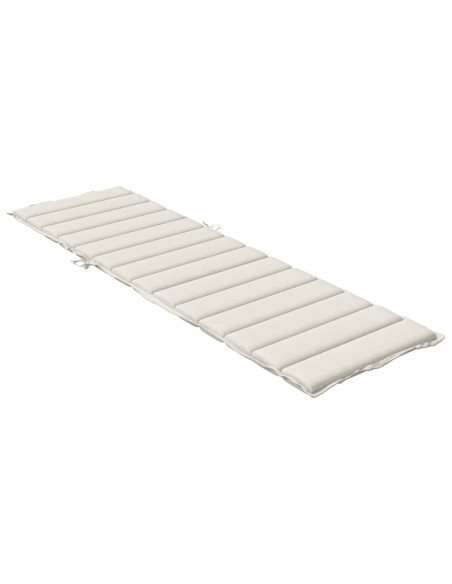 Lettino Prendisole con Cuscino Crema Mélange 200x50x4cm Tessuto