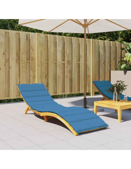 Lettino Prendisole con Cuscino Blu Mélange 200x50x4cm Tessuto