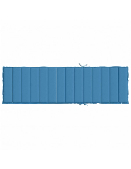 Lettino Prendisole con Cuscino Blu Mélange 200x50x4cm Tessuto