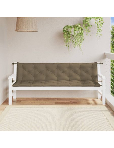 Cuscini Panca Giardino 2pz Tortora Mélange 200x50x7 cm Tessuto