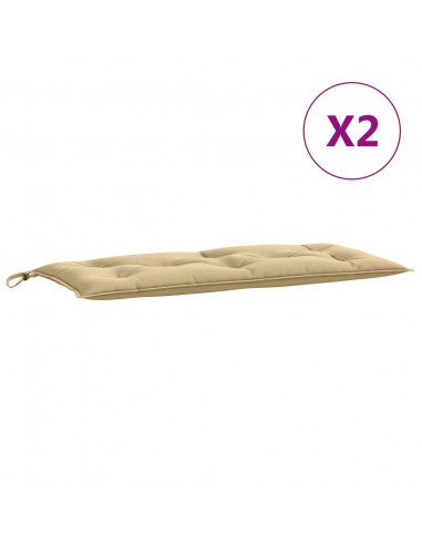 Cuscini Panca Giardino 2pz Beige Mélange 100x50x7cm Tessuto