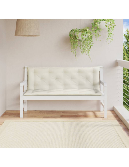 Cuscini Panca Giardino 2pz Crema Mélange 150x50x7 cm Tessuto