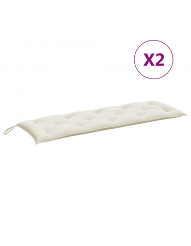 Cuscini Panca Giardino 2pz Crema Mélange 150x50x7 cm Tessuto