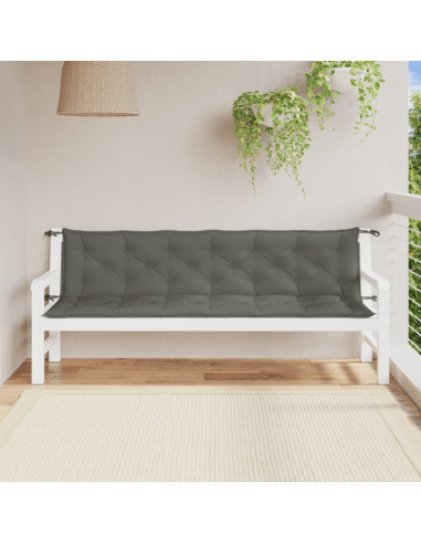 Cuscini Panca Giardino 2pz Grigio Scuro Mélange 200x50x7 cm