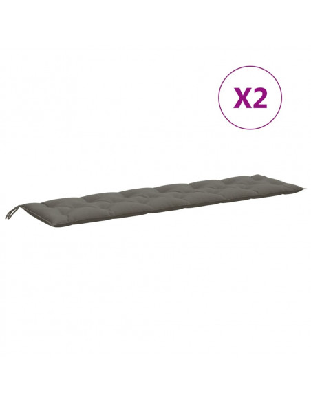 Cuscini Panca Giardino 2pz Grigio Scuro Mélange 200x50x7 cm