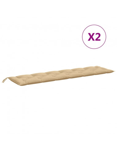 Cuscini Panca Giardino 2pz Beige Mélange 200x50x7 cm Tessuto