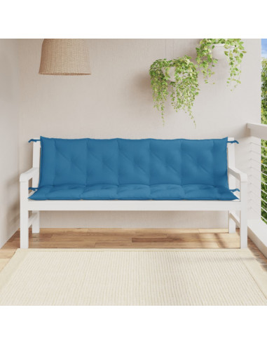 Cuscini Panca Giardino 2pz Blu Mélange 180x50x7 cm Tessuto