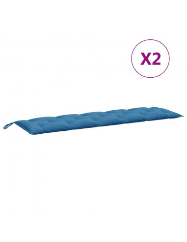 Cuscini Panca Giardino 2pz Blu Mélange 180x50x7 cm Tessuto