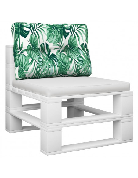 Cuscino per Pallet con Motivo a Foglie 50x40x12 cm in Tessuto