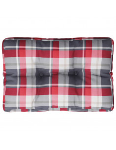 Cuscino per Pallet a Quadri Rossi 60x40x12 cm in Tessuto 2