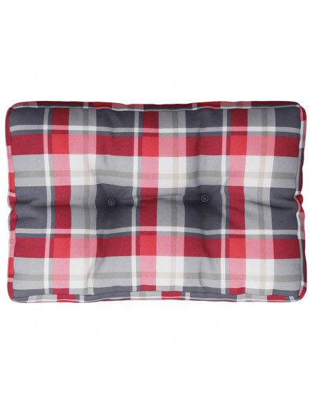 Cuscino per Pallet a Quadri Rossi 60x40x12 cm in Tessuto