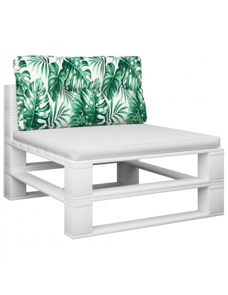 Cuscino per Pallet con Motivo a Foglie 70x40x12 cm in Tessuto