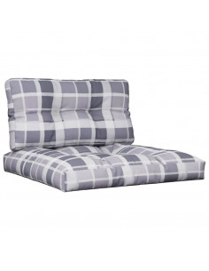 Cuscini per Pallet 2 pz Grigi a Quadri in Tessuto 2