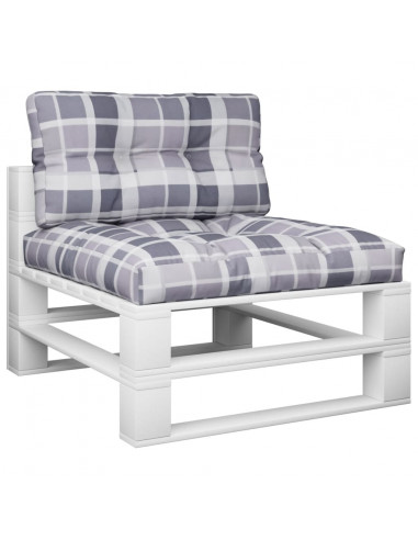 Cuscini per Pallet 2 pz Grigi a Quadri in Tessuto