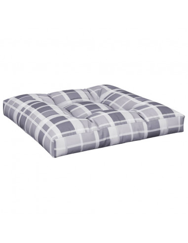 Cuscini per Pallet 2 pz Grigi a Quadri in Tessuto