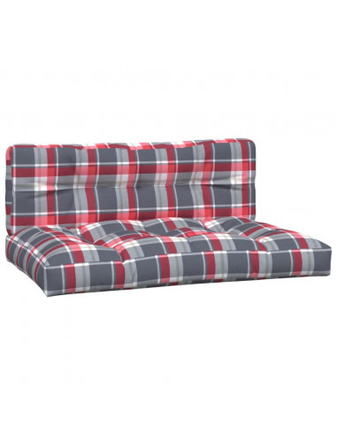 Cuscini per Pallet 2 pz Rossi a Quadri in Tessuto