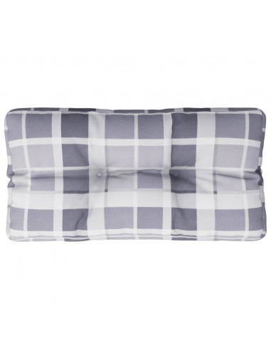 Cuscino per Pallet a Quadri Grigi 70x40x12 cm in Tessuto