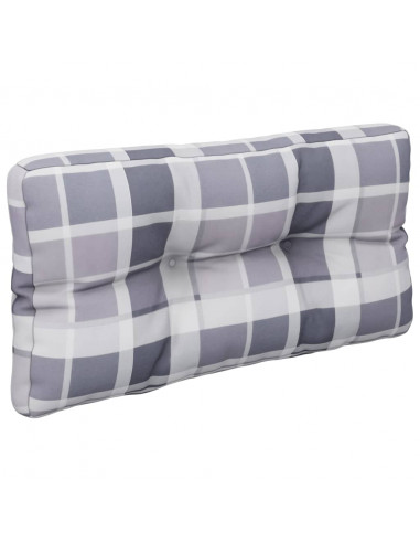 Cuscino per Pallet a Quadri Grigi 70x40x12 cm in Tessuto