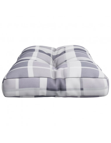 Cuscino per Pallet a Quadri Grigi 70x40x12 cm in Tessuto