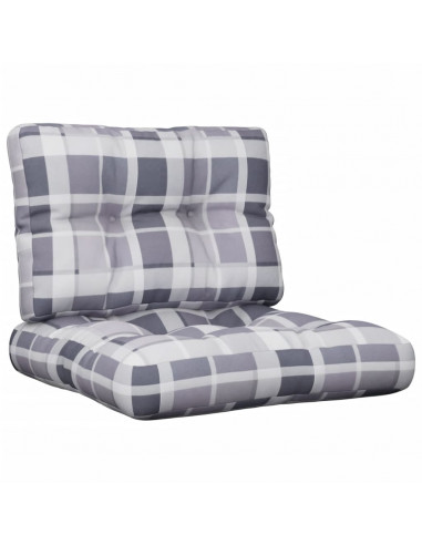 Cuscini per Pallet 2 pz Grigi a Quadri in Tessuto