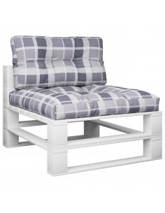 Cuscini per Pallet 2 pz Grigi a Quadri in Tessuto 2