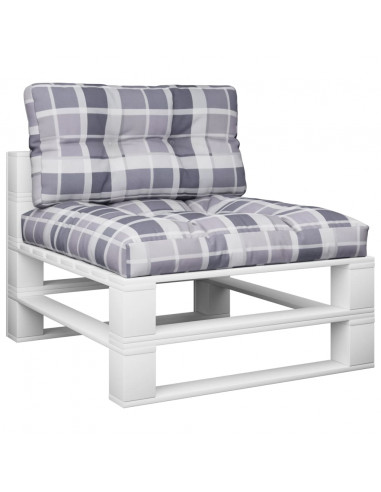 Cuscini per Pallet 2 pz Grigi a Quadri in Tessuto