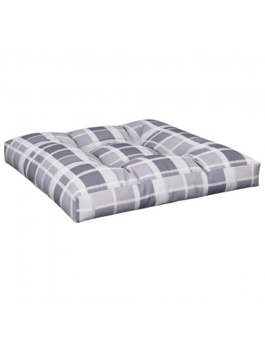 Cuscini per Pallet 2 pz Grigi a Quadri in Tessuto