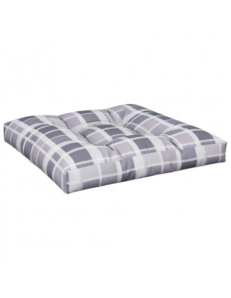 Cuscini per Pallet 2 pz Grigi a Quadri in Tessuto