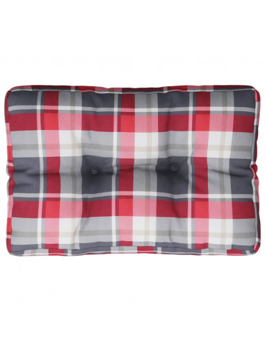 Cuscino per Pallet a Quadri Rossi 50x40x12 cm in Tessuto