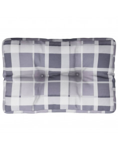 Cuscino per Pallet a Quadri Grigi 60x40x12 cm in Tessuto 2