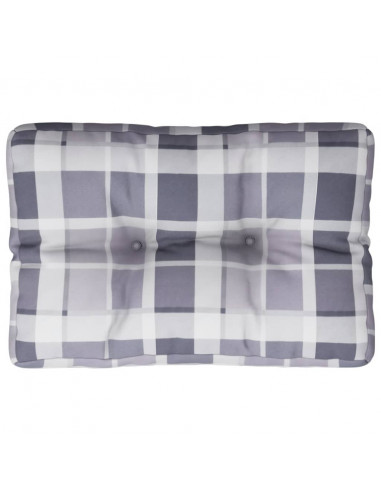 Cuscino per Pallet a Quadri Grigi 60x40x12 cm in Tessuto