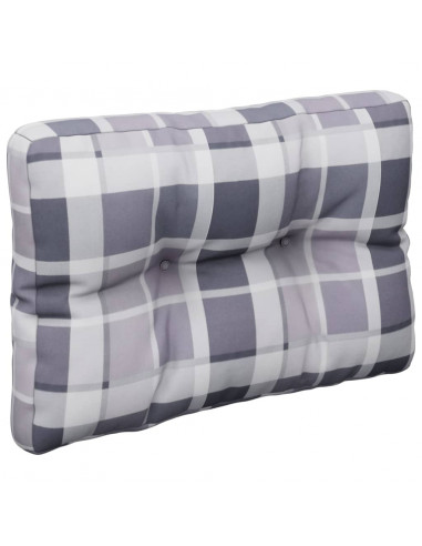 Cuscino per Pallet a Quadri Grigi 60x40x12 cm in Tessuto