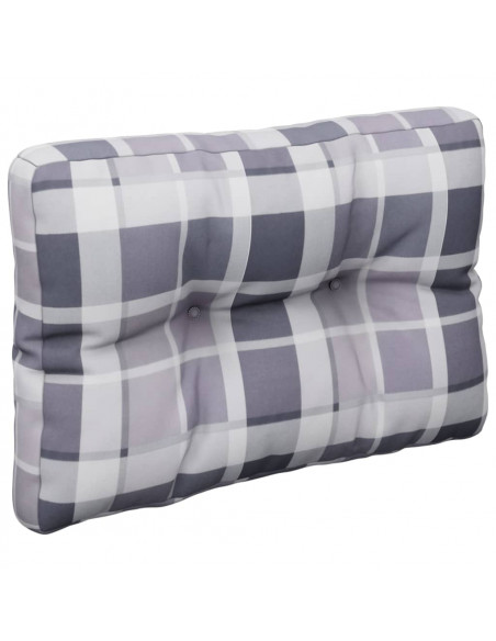 Cuscino per Pallet a Quadri Grigi 60x40x12 cm in Tessuto