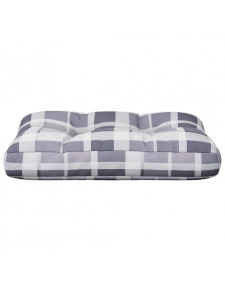 Cuscino per Pallet a Quadri Grigi 60x40x12 cm in Tessuto