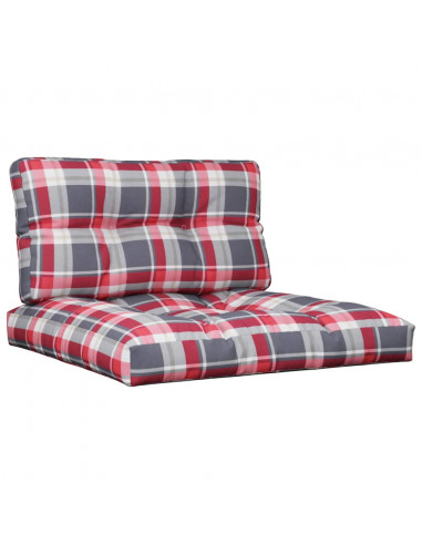 Cuscini per Pallet 2 pz Rossi a Quadri in Tessuto
