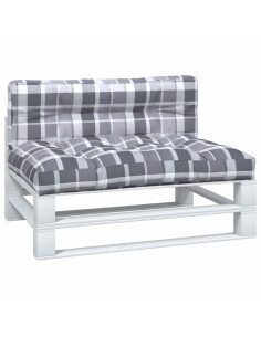 Cuscini per Pallet 2 pz Grigi a Quadri in Tessuto 2