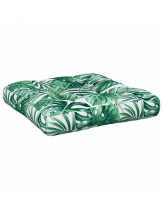 Cuscino per Pallet con Motivo a Foglie 60x60x12 cm in Tessuto 2