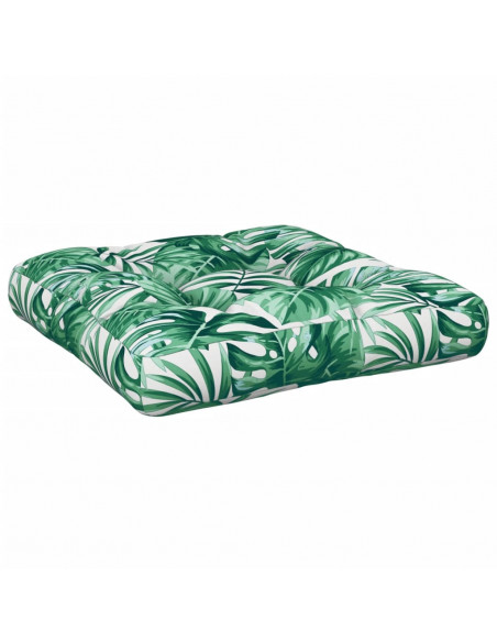 Cuscino per Pallet con Motivo a Foglie 60x60x12 cm in Tessuto