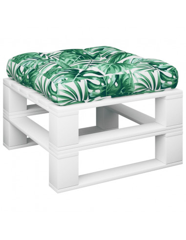 Cuscino per Pallet con Motivo a Foglie 60x60x12 cm in Tessuto