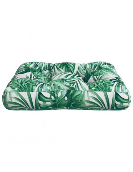 Cuscino per Pallet con Motivo a Foglie 60x60x12 cm in Tessuto