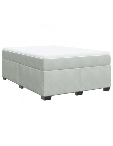 Giroletto a Molle con Materasso Grigio Chiaro 140x200cm Velluto