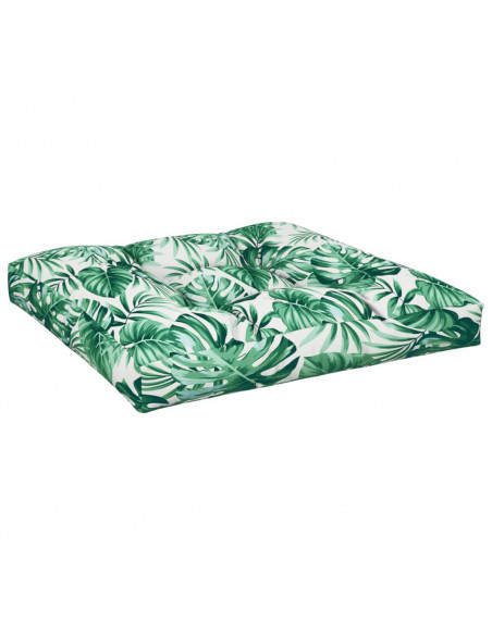 Cuscino per Pallet con Motivo a Foglie 80x80x12 cm in Tessuto